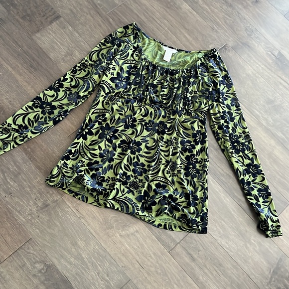 SUNDANCE Velvet Floral Top with Scoop Neck - Picture 1 of 5